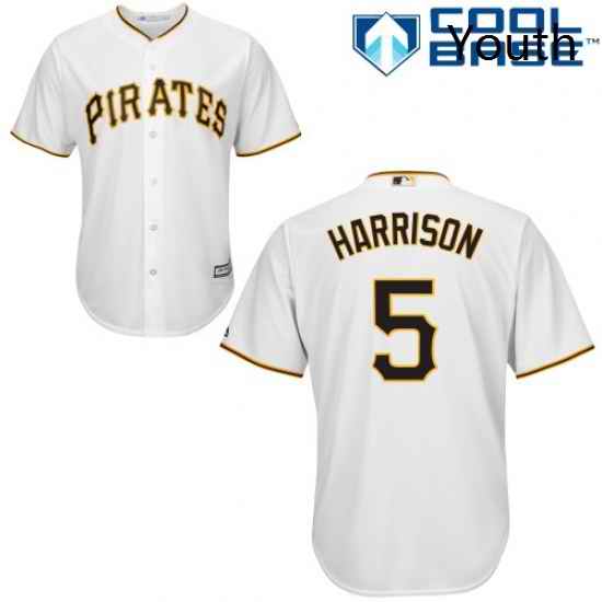 Youth Majestic Pittsburgh Pirates 5 Josh Harrison Authentic White Home Cool Base MLB Jersey